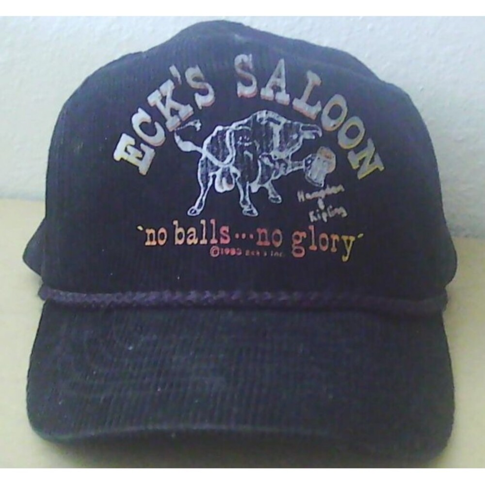 Vtg Rare 1983 Eck s Saloon No Balls... No Glory Calhead Adult Baseball Cap Adj.